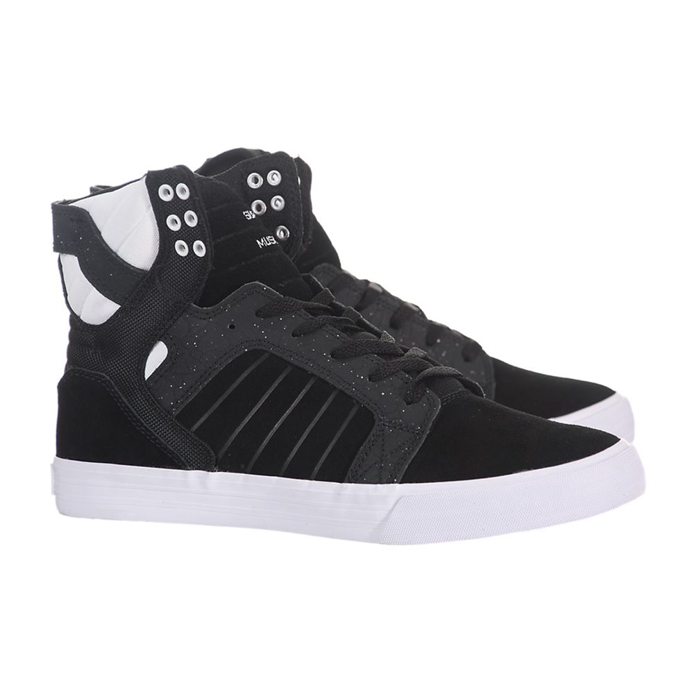 Baskets Montantes Supra SkyTop Noir Blanche Black/White-White Homme | DHN-79087409